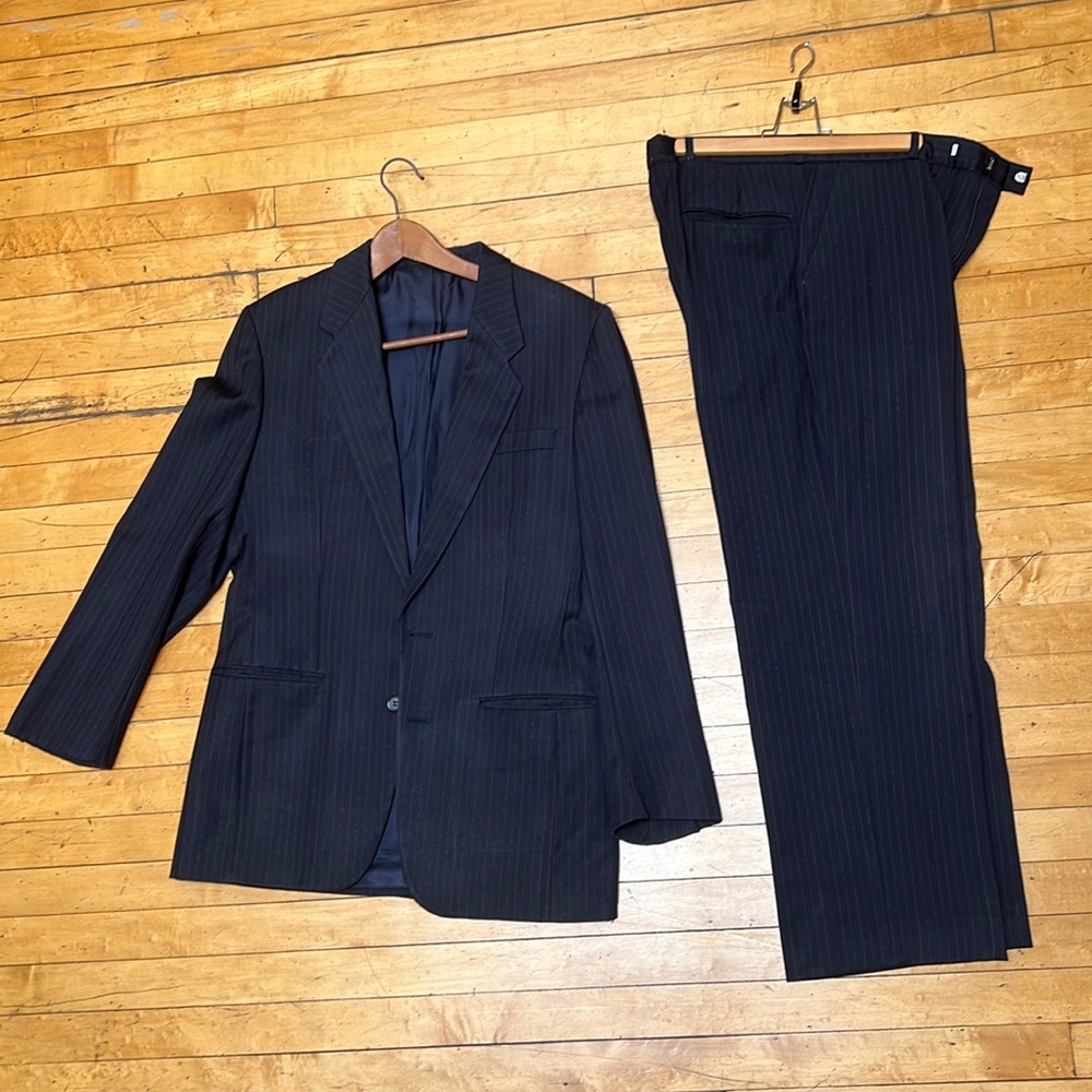 Vintage wool suit with pinstripes made in France